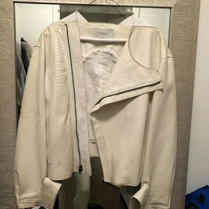 BCBG Runway white python leather jacket